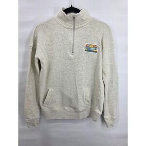 Ron Jon Surf Shop Mens Quarter Zip Sweatshirt Oatmeal Heather Grey Small